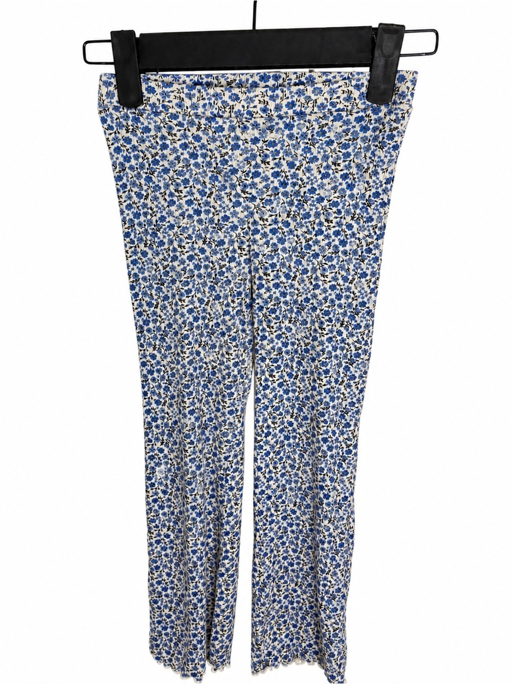 H&M blue floral flare pants scalloped hem girls 5-6Y soft cottage cool feeling